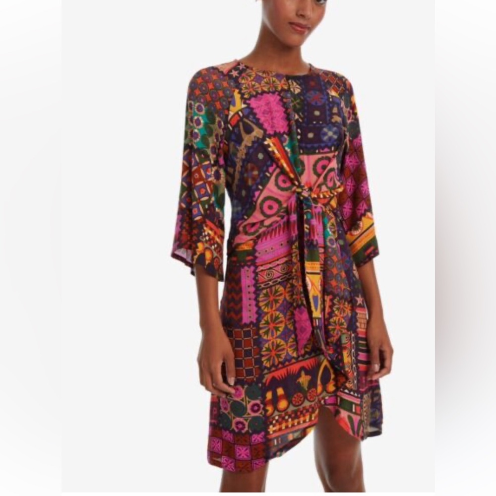 DESIGUAL geometric print wrap style dress size EUR 36 US 4 XS